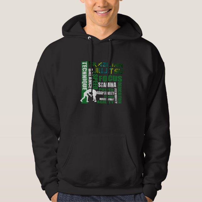 Moletom Com Capuz Brasileiro Jiu Jitsu - Hoodie dos elementos BJJ (Frente)