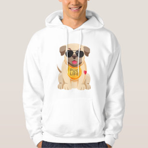 Moletom Com Capuz Camisola de frio masculina Cartoon do Pug cachorri