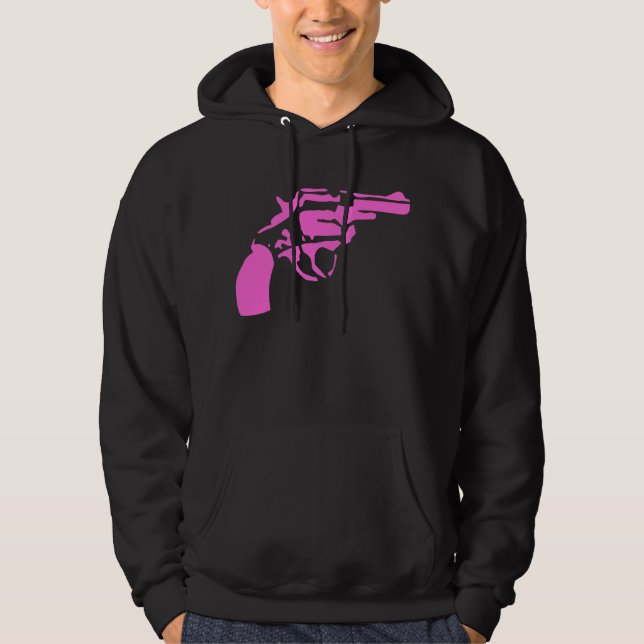 Moletom Com Capuz Camisola encapuçado da pistola cor-de-rosa (Frente)
