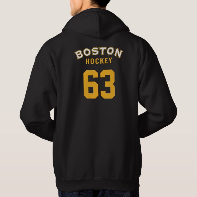 Moletom Com Capuz Camisola encapuçado do preto do hóquei de Boston (Verso)