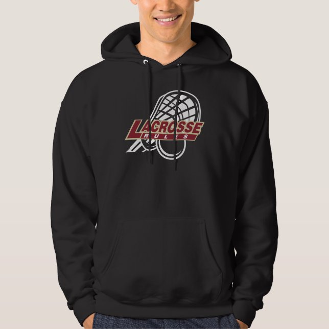 Moletom Com Capuz Camisola encapuçado preta do Lacrosse (Frente)