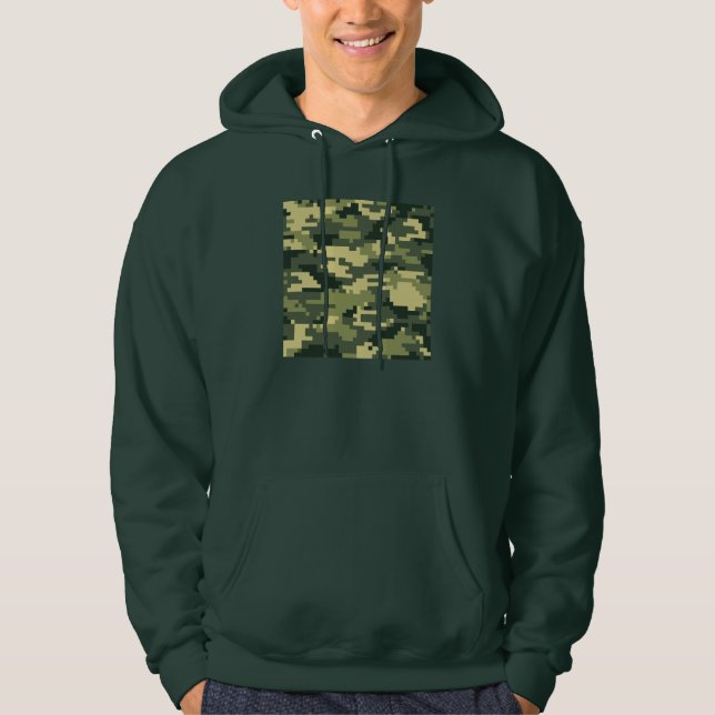 Moletom Com Capuz Camuflagem Digital Woodland de 8 Bits / Camo (Frente)