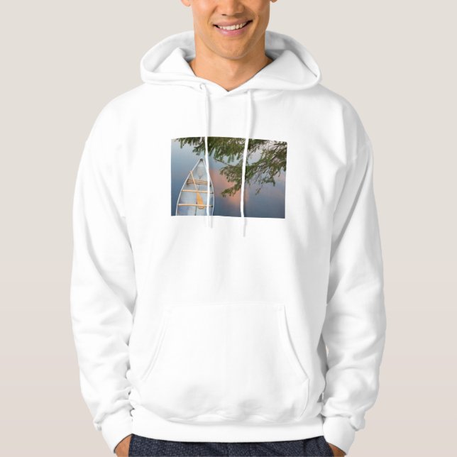 Moletom Com Capuz Canoa no lago ao pôr do sol, Canadá (Frente)