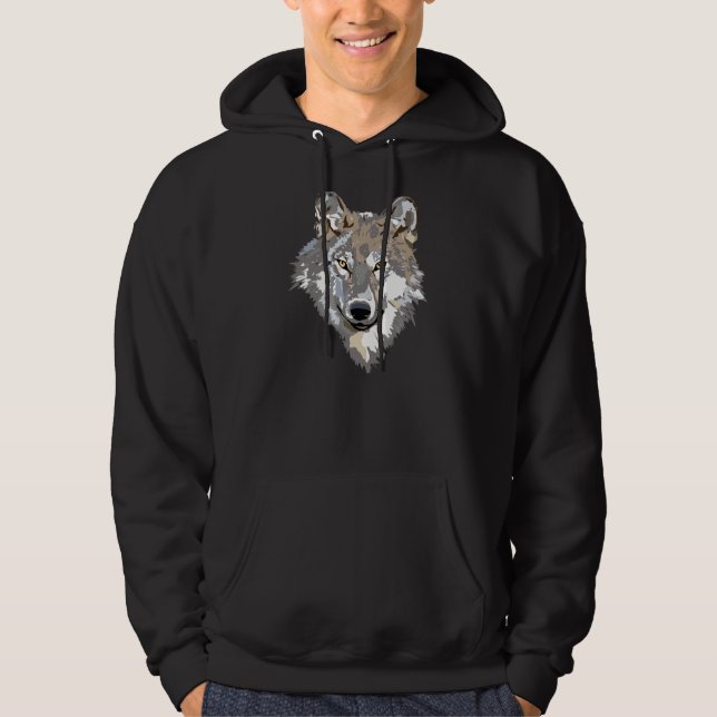 Moletom Com Capuz Cara do lobo no Hoodie para homens (Frente)