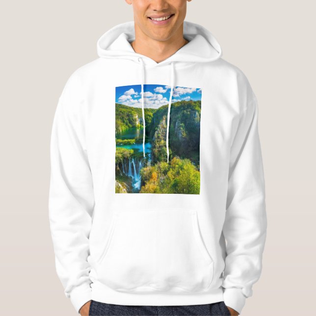 Moletom Com Capuz Cenário de cachoeira elegante, Croácia (Frente)