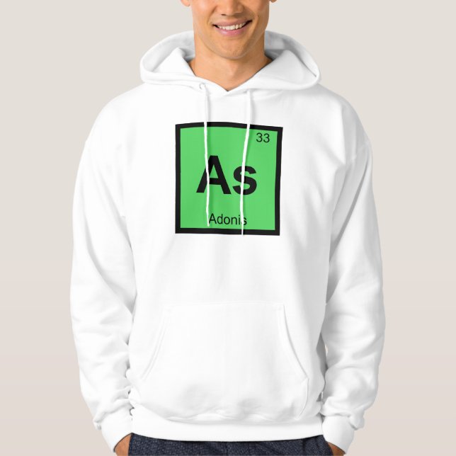 Moletom Com Capuz Como - Adônis Símbolo da Tabela Periódica Química  (Frente)
