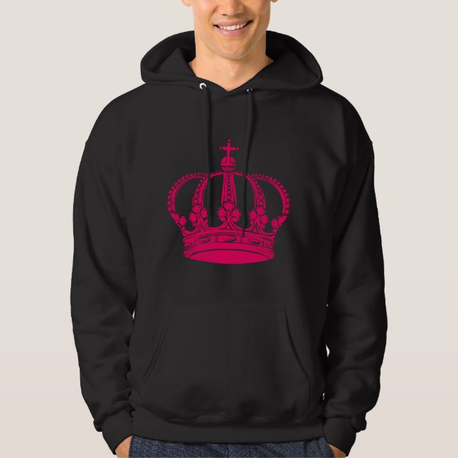 Moletom Com Capuz Coroa Real 02 - Vermelho Neon (Frente)