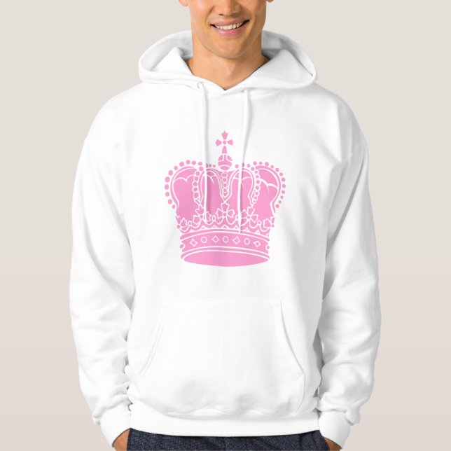 Moletom Com Capuz Coroa Real - Rosa (Frente)
