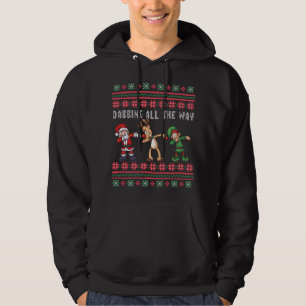 Moletom Com Capuz Dabbing All Way Papais noeis Reindeer Elf Ugly Xma