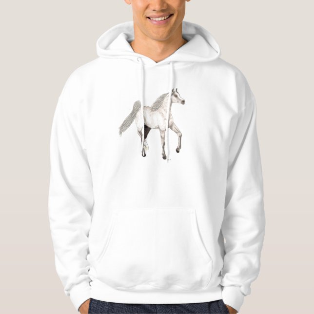 Moletom Com Capuz Dapple o Hoodie árabe cinzento do cavalo (Frente)