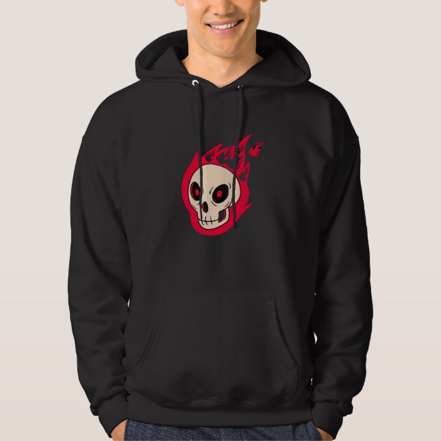 Moletom com Capuz de Caveira Flamejante para Homen (Frente)
