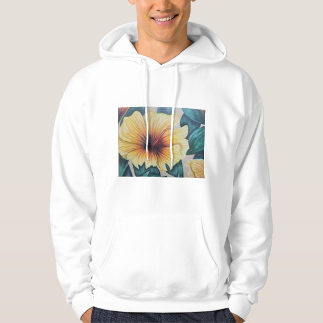 Moletom com capuz de hibisco amarelo (Frente)