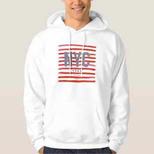 Moletom Com Capuz Design do vermelho de NYC , o branco & o azul