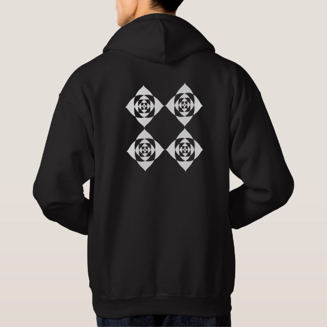 Moletom Com Capuz Design Floral Preto e Branco. (Verso)