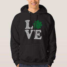 Moletom Com Capuz Dia de São Patrício LOVE Shamrock Irish
