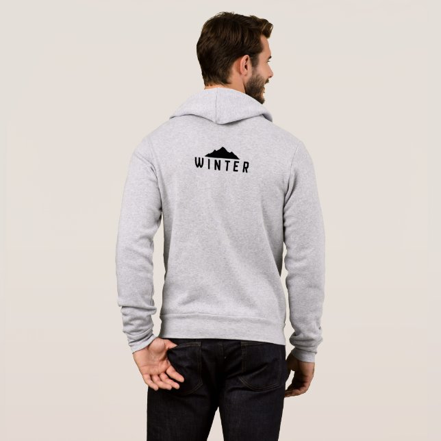 Moletom com Capuz e Zíper Minimal Winter Mountain (Parte Traseira Completa)