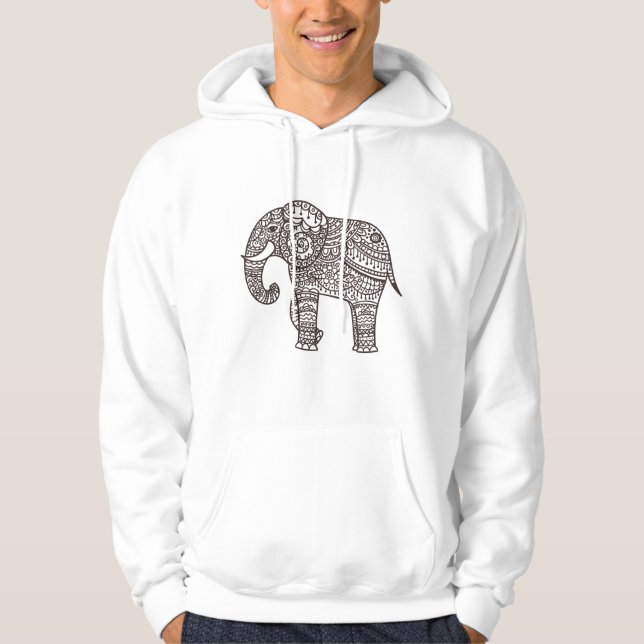 Moletom Com Capuz Elefante de Estilo Decorativo (Frente)