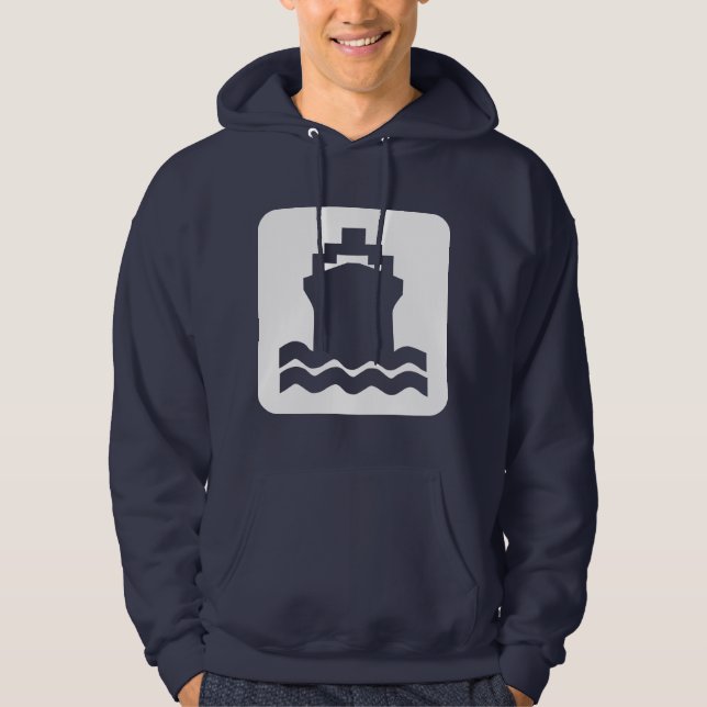 Moletom Com Capuz Em forma de navio - Branco (Frente)