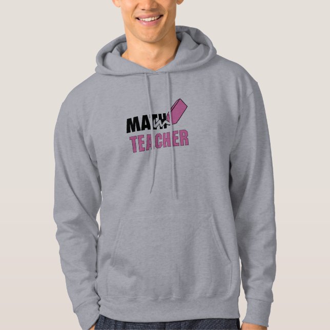 Moletom Com Capuz Engraçado Professor de Matemática, Borracha Rosa (Frente)