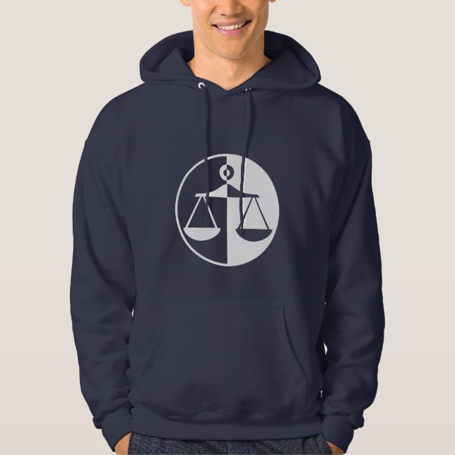 Moletom Com Capuz Escalas azuis de justiça (Frente)