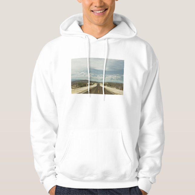 Moletom Com Capuz Estrada reta longa com a paisagem de Baja do (Frente)