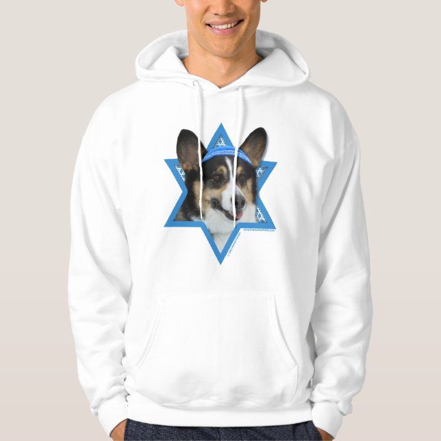 Moletom Com Capuz Estrela de David de Hanukkah - Corgi (Frente)