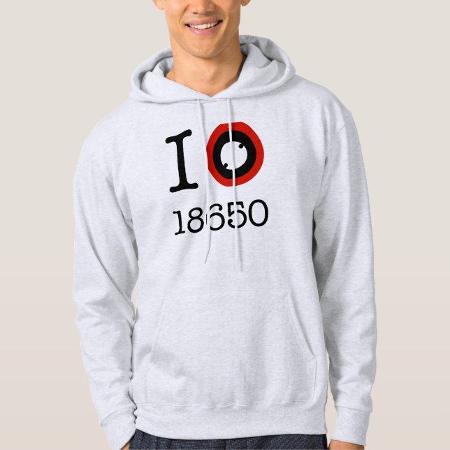 Moletom Com Capuz Eu amo 18650 baterias do Li-Íon (Frente)