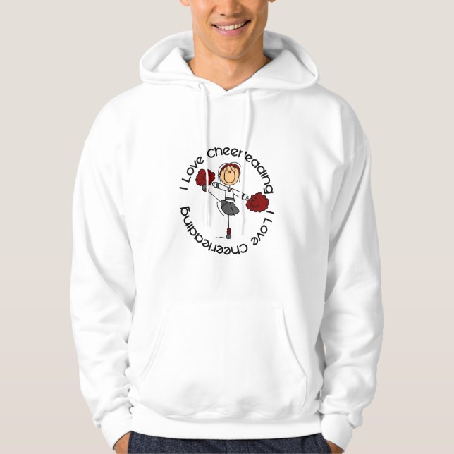 Moletom Com Capuz Eu amo Cheerleading a figura cheerleader da vara (Frente)