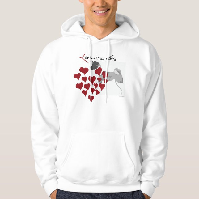 Moletom Com Capuz Eu amo meu Hoodie de Akita (Frente)