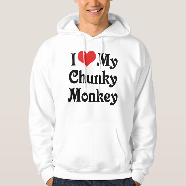 Moletom Com Capuz Eu Amo Meu Macaco Chunky (Frente)