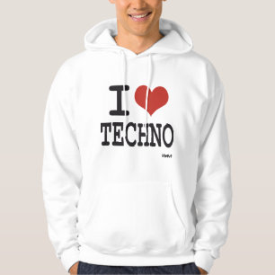 Moletom Com Capuz Eu amo o techno