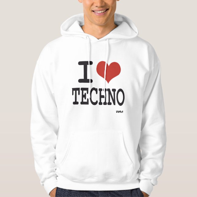 Moletom Com Capuz Eu amo o techno (Frente)
