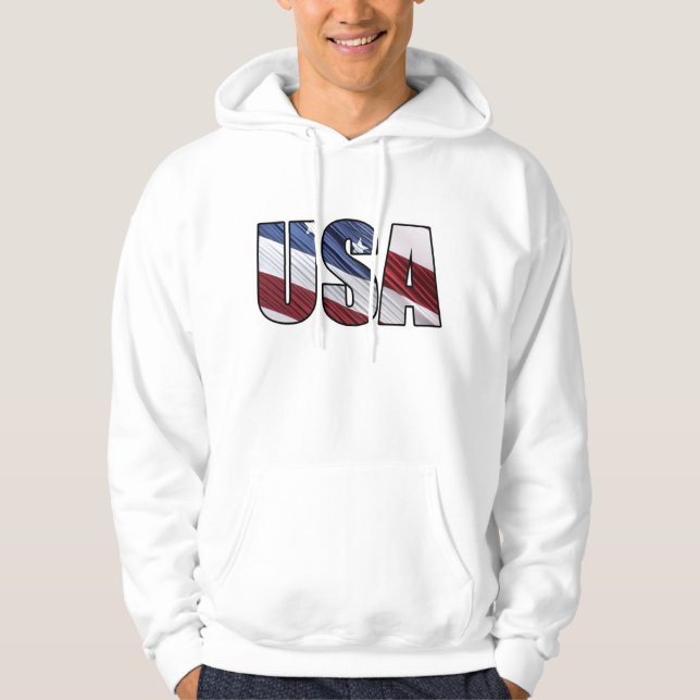 Moletom Com Capuz EUA em Red White e Blue American Patriotic Flag (Frente)