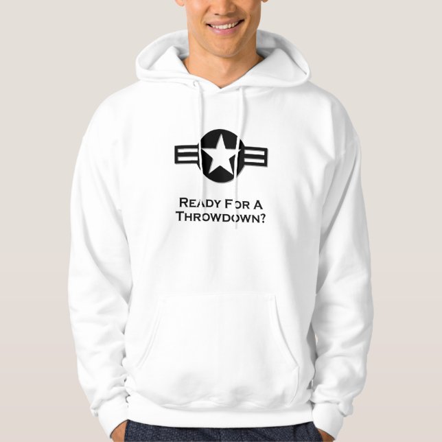 Moletom Com Capuz EUA Prontos Para Um Preto De Desativação (Frente)