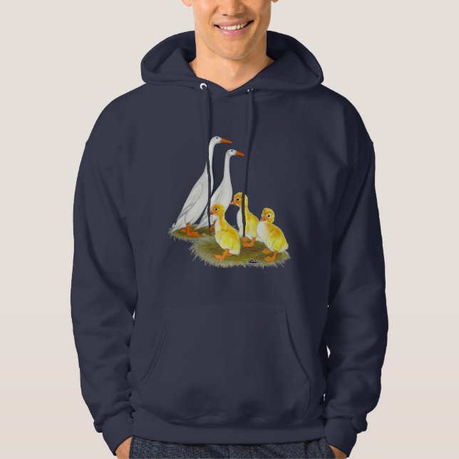 Moletom Com Capuz Família de Pato Corredor Branco (Frente)
