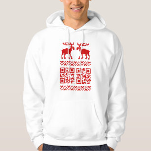 Moletom Com Capuz Feliz ano novo de Código QR do Sweater de Natal Fe