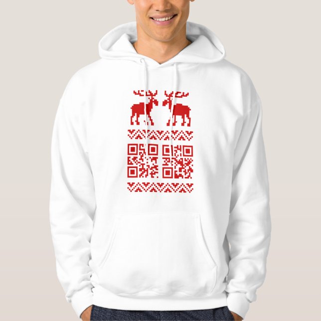Moletom Com Capuz Feliz ano novo de Código QR do Sweater de Natal Fe (Frente)
