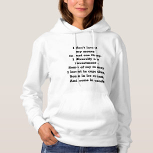 Moletom com Capuz Feminino Frase Engraçada Investi