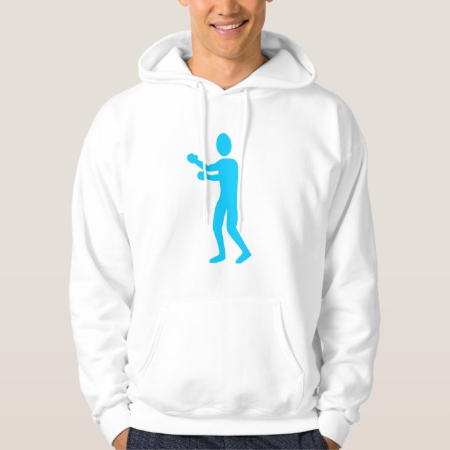 Moletom Com Capuz Figura do Boxe - Azul Céu (Frente)