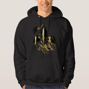 Moletom Com Capuz Fleur de Lis, preto e Dourado