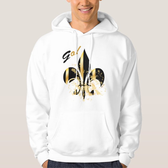 Moletom Com Capuz Fleur de Lis Preto e Dourado (Frente)