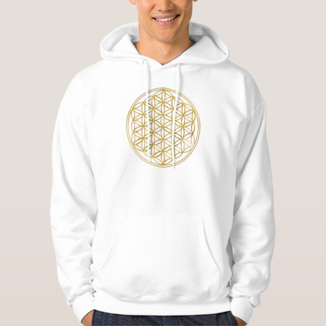 Moletom Com Capuz Flor Da Vida | ouro grande (Frente)