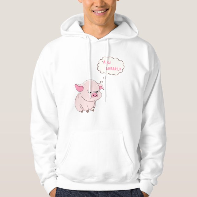 Moletom com Capuz Funny Angry Pig Now Whaat (Frente)