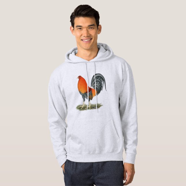 Moletom Com Capuz Galo Azul Vermelho Gamecock (Frente Completa)