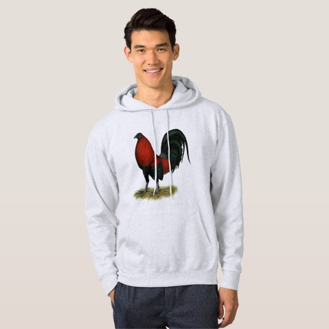 Moletom Com Capuz Galo Vermelho Preto BB Jogo Americano (Frente Completa)