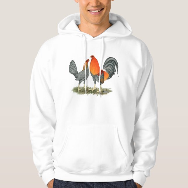 Moletom Com Capuz Gamefowl vermelho azul (Frente)