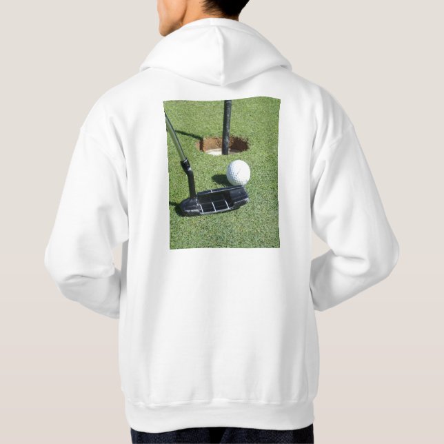 Moletom Com Capuz Golfe Colocando No Verde, (Verso)