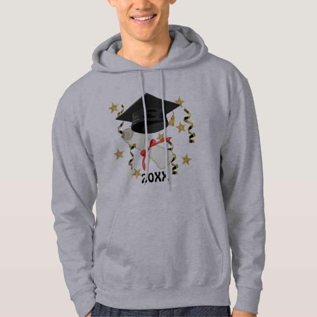 Moletom Com Capuz Graduação de Morteiro Azul e Diploma (Frente)