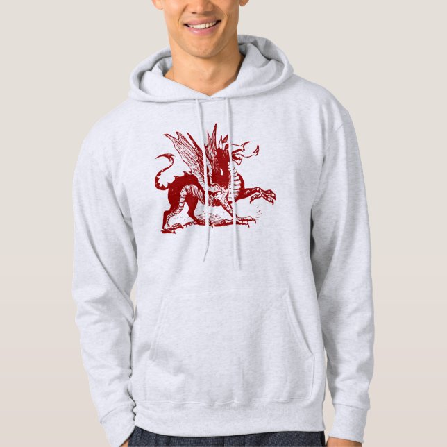 Moletom Com Capuz Grave de Dragão - Vermelho Rubi (Frente)