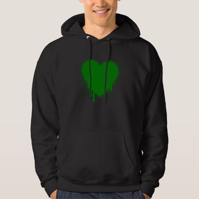 Moletom Com Capuz Grunge Heart - Verde (Frente)